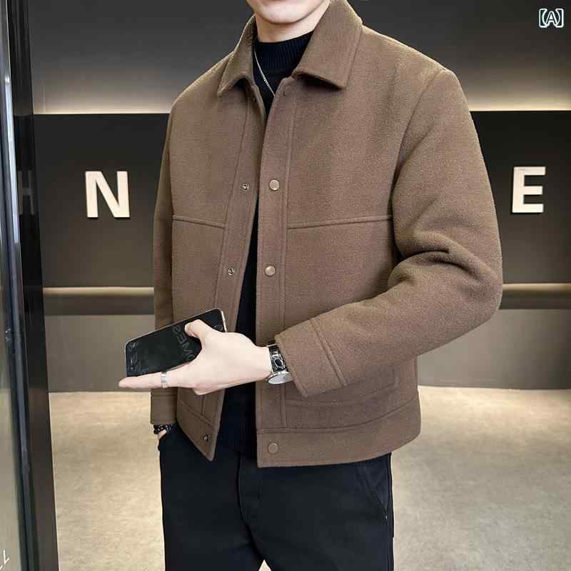 秋冬 コーデ メンズ 服 シンプル ファッション オシャレ 大人 かっこいい 大きいサイズ ストリート 紳士服 ウール コート 厚手 ハイエンド