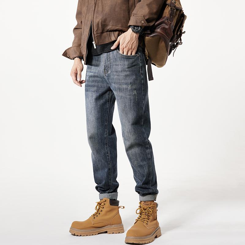 秋冬 コーデ メンズ 服 シンプル ファッション オシャレ 大人 かっこいい 大きいサイズ ストリート 紳士服 アメリカン レトロ ストレート ハイエンド ジーンズ カジュアル ロング パンツ