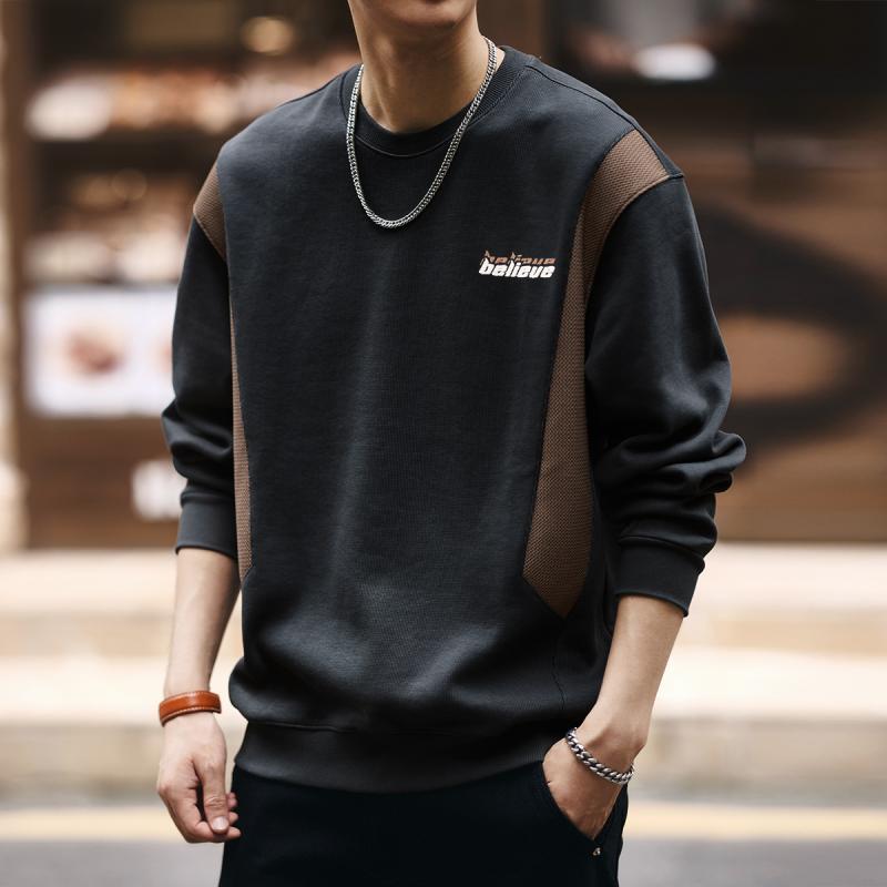 秋冬 コーデ メンズ 服 シンプル ファッション オシャレ 大人 かっこいい 大きいサイズ ストリート 紳士服 ハイエンド アメリカン レトロ スウェットシャツ パーカー 長袖 ボトム