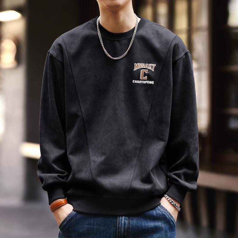 秋冬 コーデ メンズ 服 シンプル ファッション オシャレ 大人 かっこいい 大きいサイズ ストリート 紳士服 アメリカン スエード スウェットシャツ パーカー ベルベット 長袖 トップス