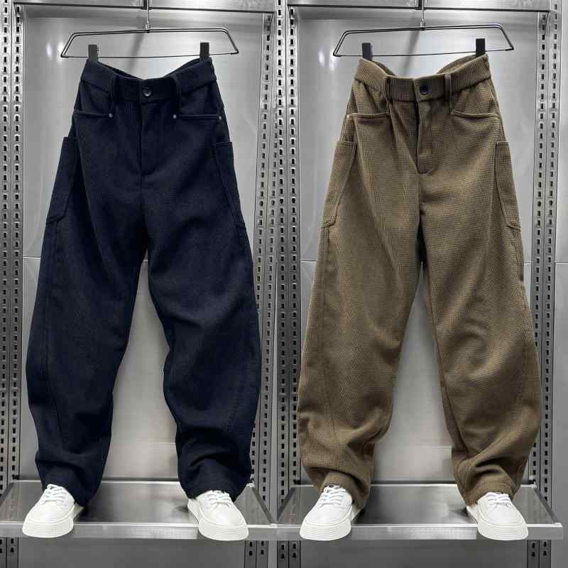 秋冬 コーデ メンズ 服 シンプル ファッション オシャレ 大人 かっこいい 大きいサイズ ストリート 紳士服 ヘビー 韓国スタイル コーデュロイ ストレート カジュアル パンツ アメリカン 無地 ワイド レッグ