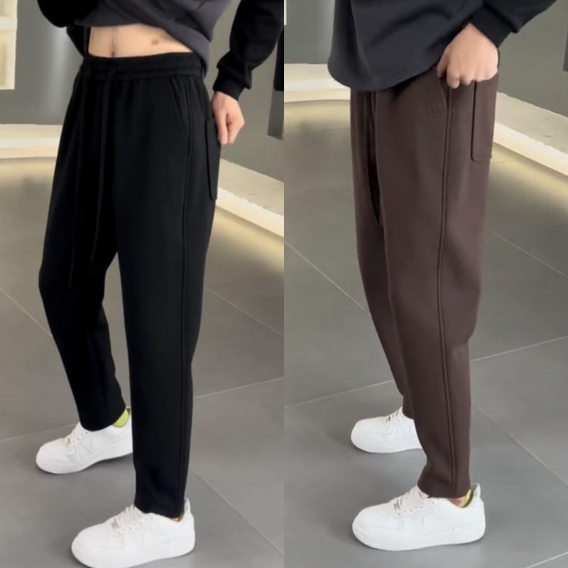 秋冬 コーデ メンズ 服 シンプル ファッション オシャレ 大人 かっこいい 大きいサイズ ストリート 紳士服 ストレート パンツ スポーツ ベルベット 厚手 カジュアル