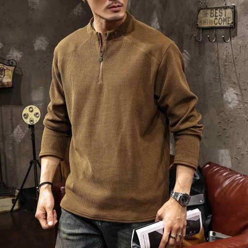 秋冬 コーデ メンズ 服 シンプル ファッション オシャレ 大人 かっこいい 大きいサイズ ストリート 紳士服 ワッフル スエード スタンドカラー ハーフ ジップ 長袖 T シャツ スウェットシャツ 秋冬 コーデ メンズ 服 シンプル ファッション オシャレ 大人 かっこいい 大きいサイズ ストリート 紳士服 ワッフル スエード スタンドカラー ハーフ ジップ 長袖 T シャツ スウェットシャツ