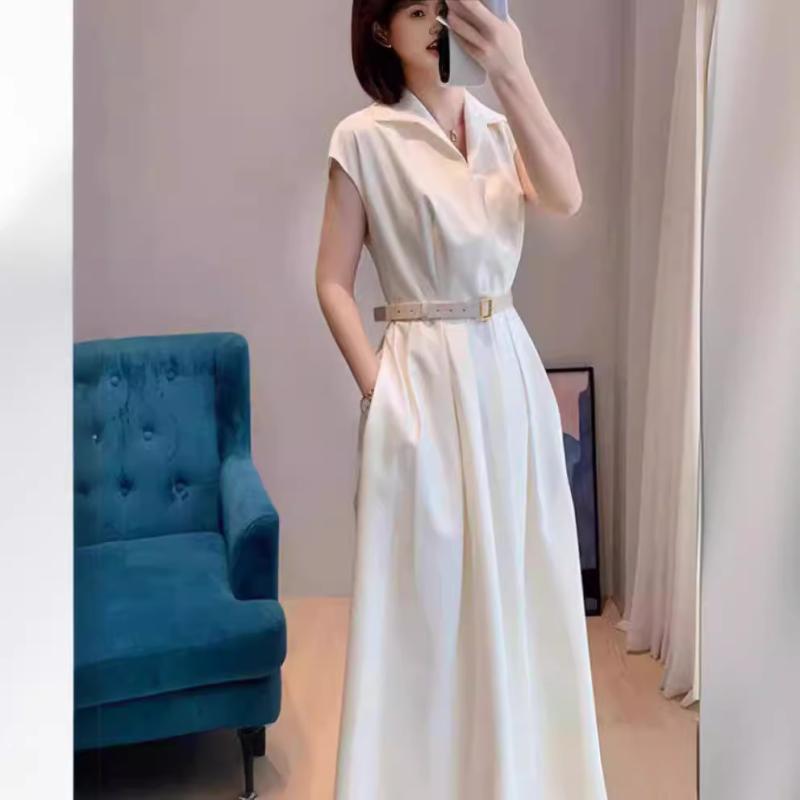 シャツワンピース レディース 半袖 Vネック 無地 夏 フレンチ 上品 licot-13069654 リコット パッケージ画像