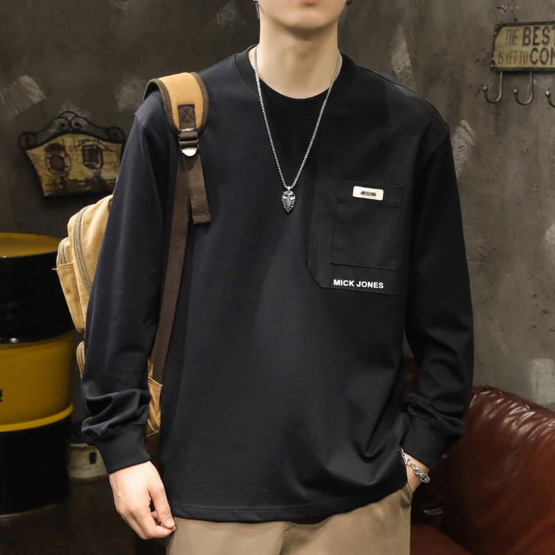 秋冬 コーデ メンズ 服 シンプル ファッション オシャレ 大人 かっこいい 大きいサイズ ストリート 紳士服 綿 スウェットシャツ ラウンドネック 長袖 T シャツ トップス