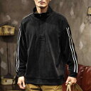 秋冬 コーデ メンズ 服 シンプル ファッション オシャレ 大人 かっこいい 大きいサイズ ストリート 紳士服 ハーフ ジッパー スタンドカラー アメリカン レ...
