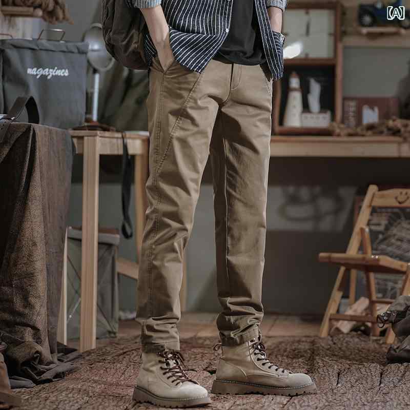 秋冬 コーデ メンズ 服 シンプル ファッション オシャレ 大人 かっこいい 大きいサイズ ストリート 紳士服 アメリカン レトロ ハイエンド ストレート ストレッチ スポーツ パンツ カジュアル