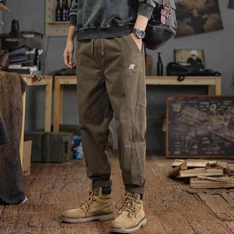 秋冬 コーデ メンズ 服 シンプル ファッション オシャレ 大人 かっこいい 大きいサイズ ストリート 紳士服 綿 ヘビー カジュアル パンツ アメリカン レトロ ステッチワーク