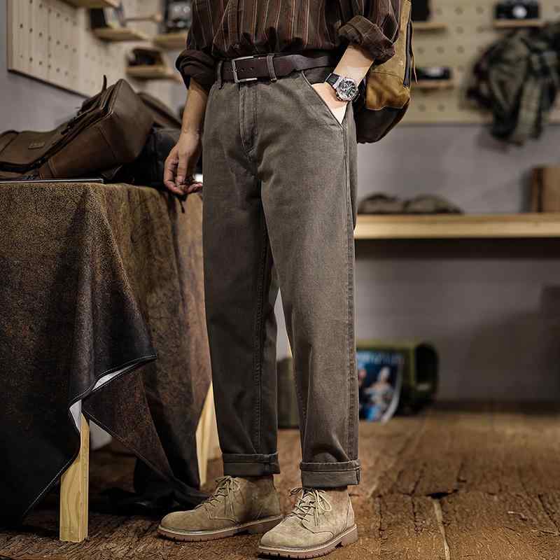 秋冬 コーデ メンズ 服 シンプル ファッション オシャレ 大人 かっこいい 大きいサイズ ストリート 紳士服 ハイエンド シンプル 綿 カジュアル パンツ ストレート ワークパンツ