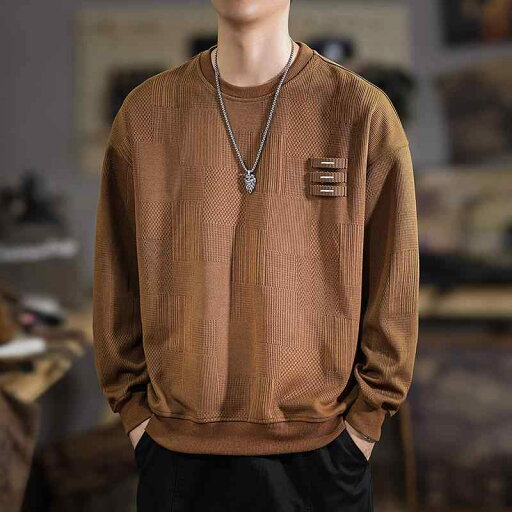 秋冬 コーデ メンズ 服 シンプル ファッション オシャレ 大人 かっこいい 大きいサイズ ストリート 紳士服 キャラメル カラー ラウンドネック スウェットシャツ アメリカン シンプル カジュアル トップス 秋冬 コーデ メンズ 服 シンプル ファッション オシャレ 大人 かっこいい 大きいサイズ ストリート 紳士服 キャラメル カラー ラウンドネック スウェットシャツ アメリカン シンプル カジュアル トップス