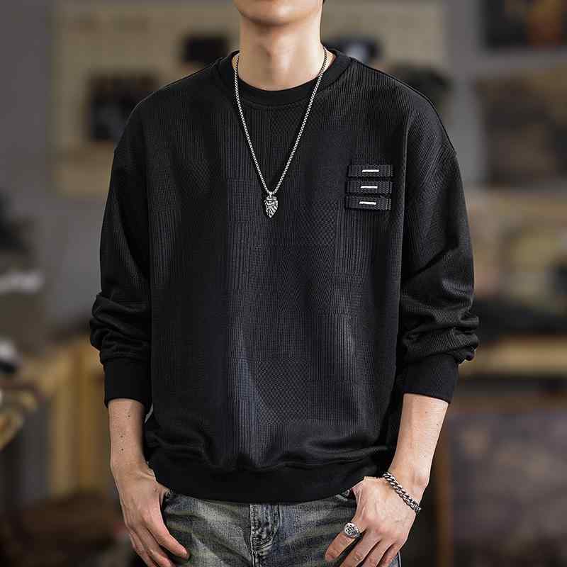 秋冬 コーデ メンズ 服 シンプル ファッション オシャレ 大人 かっこいい 大きいサイズ ストリート 紳士服 ニット ラウンドネック プルオーバー スウェットシャツ アメリカン スポーツ トップス