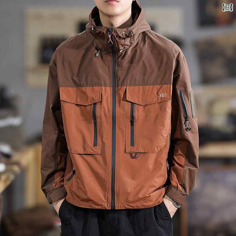 秋冬 コーデ メンズ 服 シンプル ファッション オシャレ 大人 かっこいい 大きいサイズ ストリート 紳士服 アメリカン アウトドア カジュアル ジャケット アウター フード付き アサルト ワーク ジャケット アウター