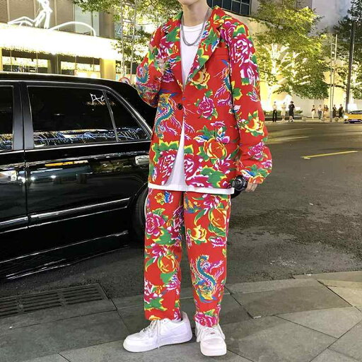 秋冬 コーデ メンズ 服 シンプル ファッション オシャレ 大人 かっこいい 大きいサイズ ストリート 紳士服 プリント スーツ ツーピース 花 秋冬 コーデ メンズ 服 シンプル ファッション オシャレ 大人 かっこいい 大きいサイズ ストリート 紳士服 プリント スーツ ツーピース 花