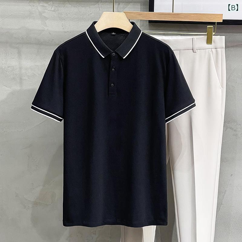 秋冬 コーデ メンズ 服 シンプル ファッション オシャレ 大人 かっこいい 大きいサイズ ストリート 紳士服 ポロシャツ 半袖 ビジネス ハイエンド トップス T シャツ 薄手