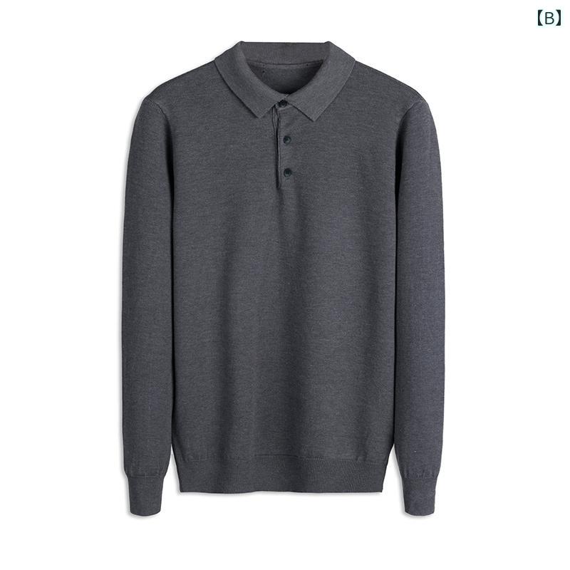 秋冬 コーデ メンズ 服 シンプル ファッション オシャレ 大人 かっこいい 大きいサイズ ストリート 紳士服 セーター リヨセル ウール 長袖 ポロシャツ ニット ベース レイヤー T シャツ