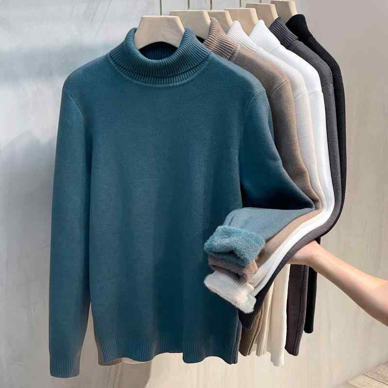 秋冬 コーデ メンズ 服 シンプル ファッション オシャレ 大人 かっこいい 大きいサイズ ストリート 紳士服 ワンピース タートルネック セーター シャツ セーター 暖かい トップス