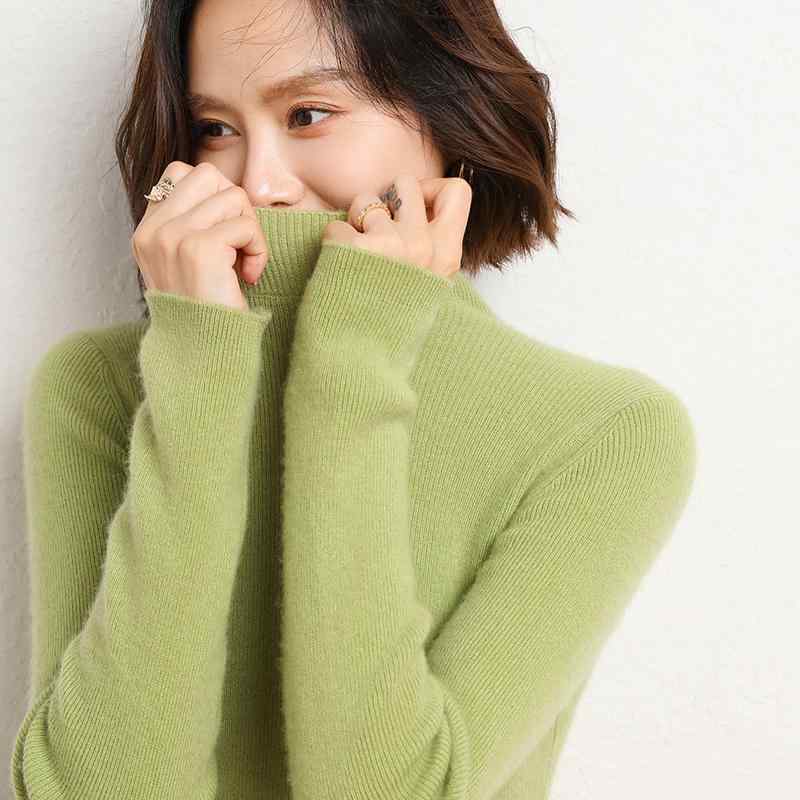 春 コーデ レディース ファッション オシャレ カワイイ シンプル きれいめ ナチュラル 上品カジュアル 婦人服 ハーフ タートルネック タイト セーター ウール スリムフィット インナー ニット シャツ トップス