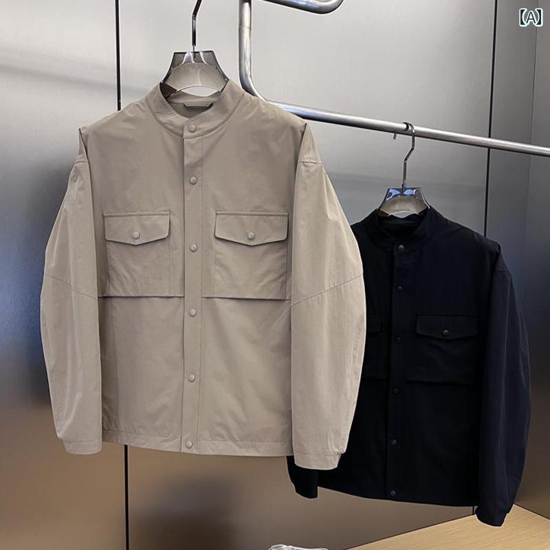 秋冬 コーデ メンズ 服 シンプル ファッション オシャレ 大人 かっこいい 大きいサイズ ストリート 紳士服 シャツ ジャケット アウター ハイエンド 薄手 カジュアル