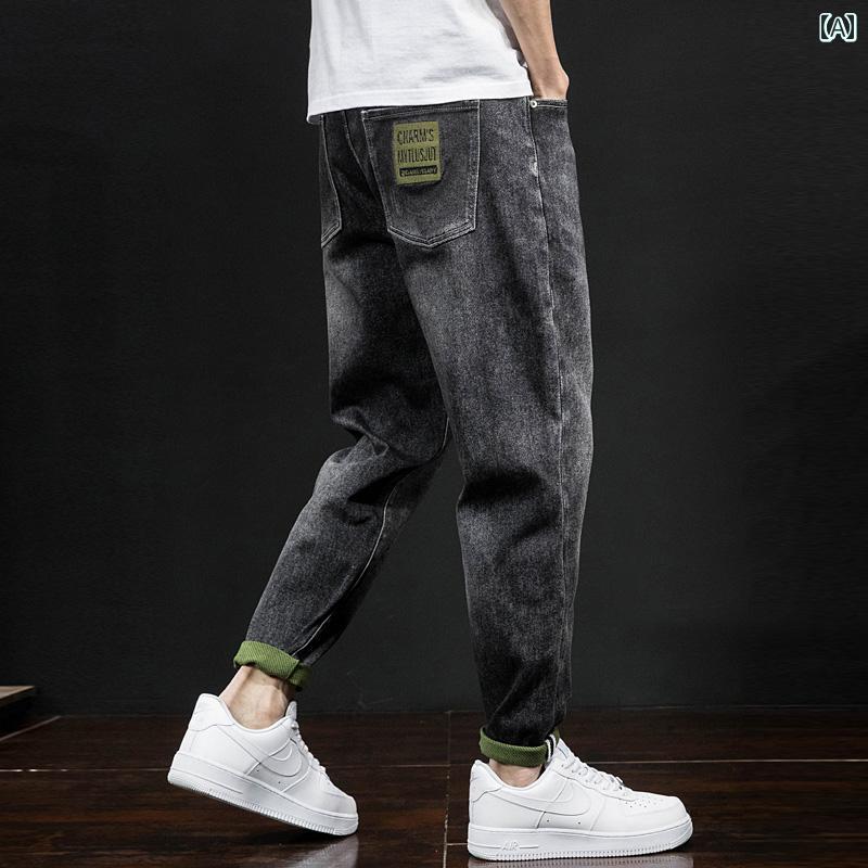 秋冬 コーデ メンズ 服 シンプル ファッション オシャレ 大人 かっこいい 大きいサイズ ストリート 紳士服 ストレート ジーンズ ストレッチ カジュアル ブラック ロング パンツ