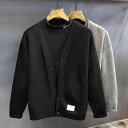 秋冬 コーデ メンズ 服 シンプル ファッション オシャレ 大人 かっこいい 大きいサイズ ストリート 紳士服 ハイエンド テクスチャー ニットカーディガン ジャケット アウター ジャカード Vネック セーター カジュアル