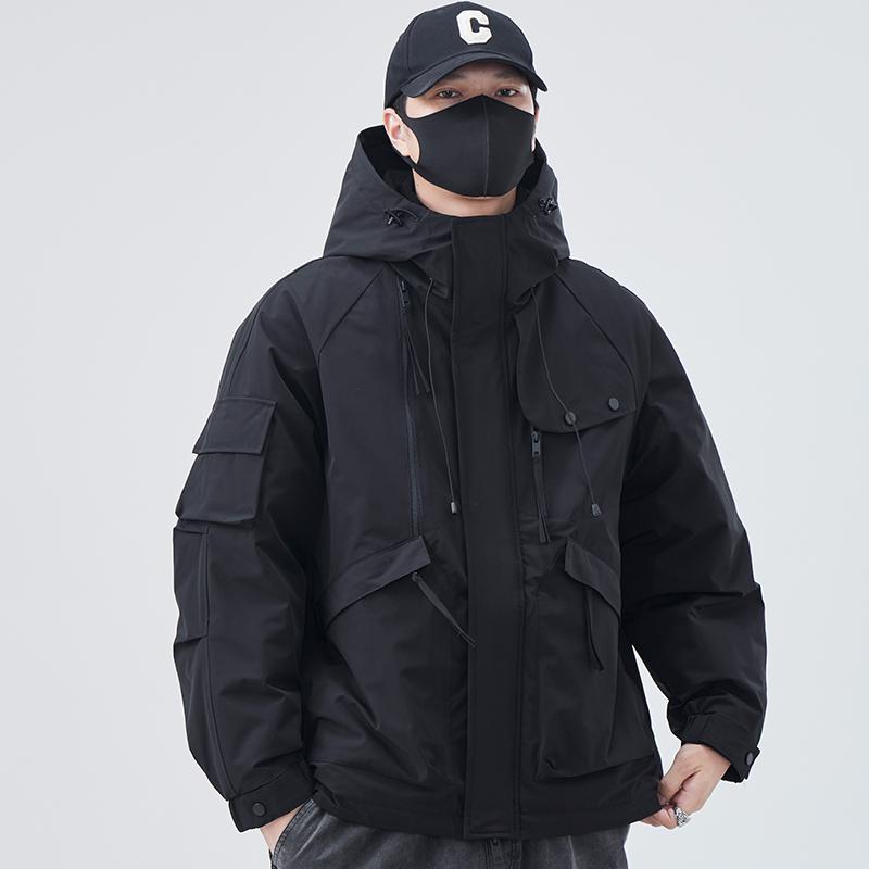 秋冬 コーデ メンズ 服 シンプル ファッション オシャレ 大人 かっこいい 大きいサイズ ストリート 紳士服 ハイエンド フード付き ダウン ジャケット アウター ゆったり アウトドア アサルト ワーク ジャケット アウター
