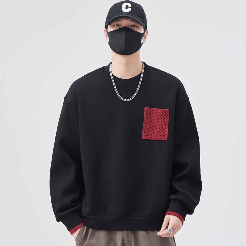 秋冬 コーデ メンズ 服 シンプル ファッション オシャレ 大人 かっこいい 大きいサイズ ストリート 紳士服 ラウンドネック プルオーバー スウェットシャツ カジュアル シャツ