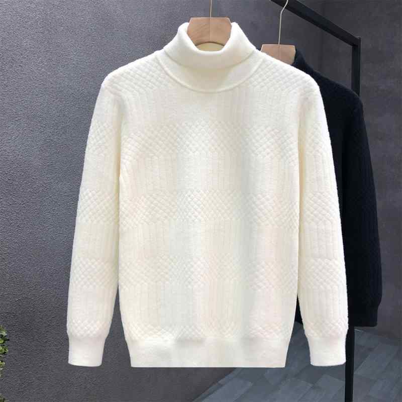 秋冬 コーデ メンズ 服 シンプル ファッション オシャレ 大人 かっこいい 大きいサイズ ストリート 紳士服 ハイエンド タートルネック ウール セーター 暖かい レイヤリング シャツ カジュアル トップス