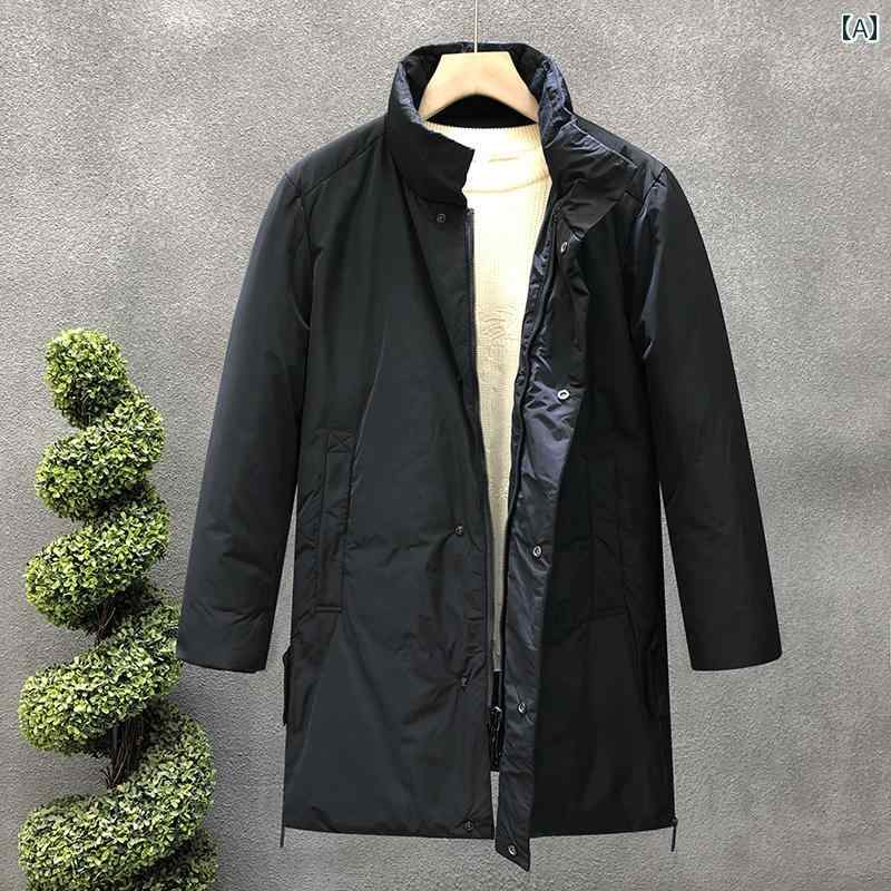 秋冬 コーデ メンズ 服 シンプル ファッション オシャレ 大人 かっこいい 大きいサイズ ストリート 紳士服 ウインドブレーカー タイプ ミドル丈 ダウン ジャケット アウター ビジネス カジュアル 暖かい トップス