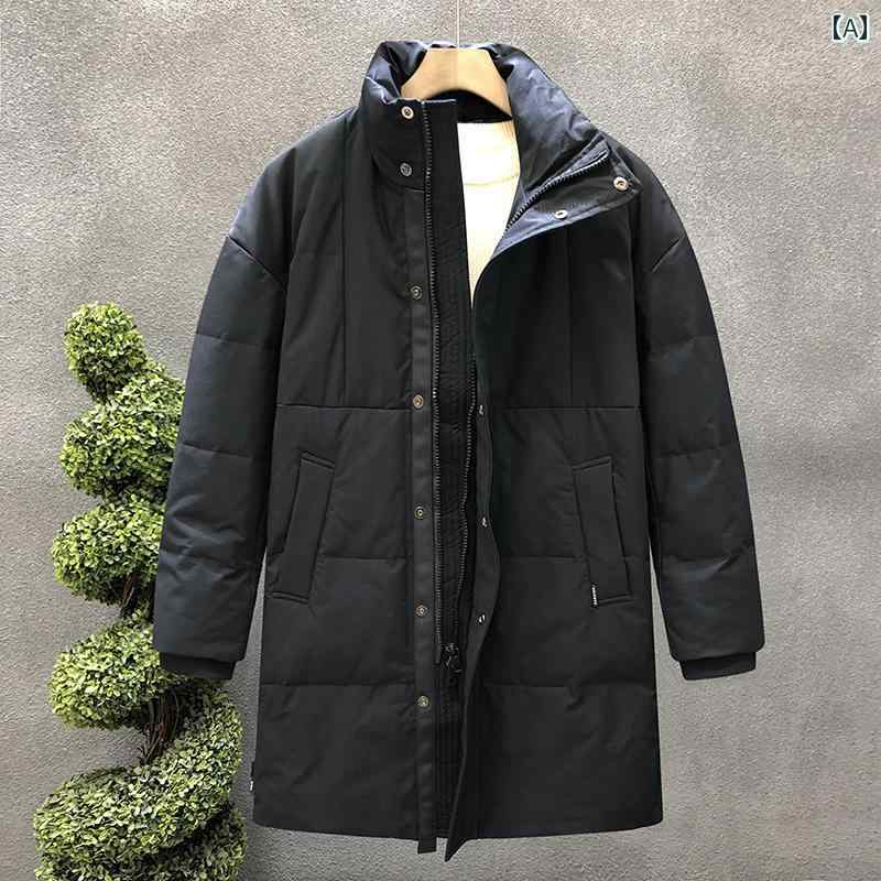 秋冬 コーデ メンズ 服 シンプル ファッション オシャレ 大人 かっこいい 大きいサイズ ストリート 紳士服 ビジネス カジュアル ミドル丈 ダウン ジャケット アウター 暖かい トップス