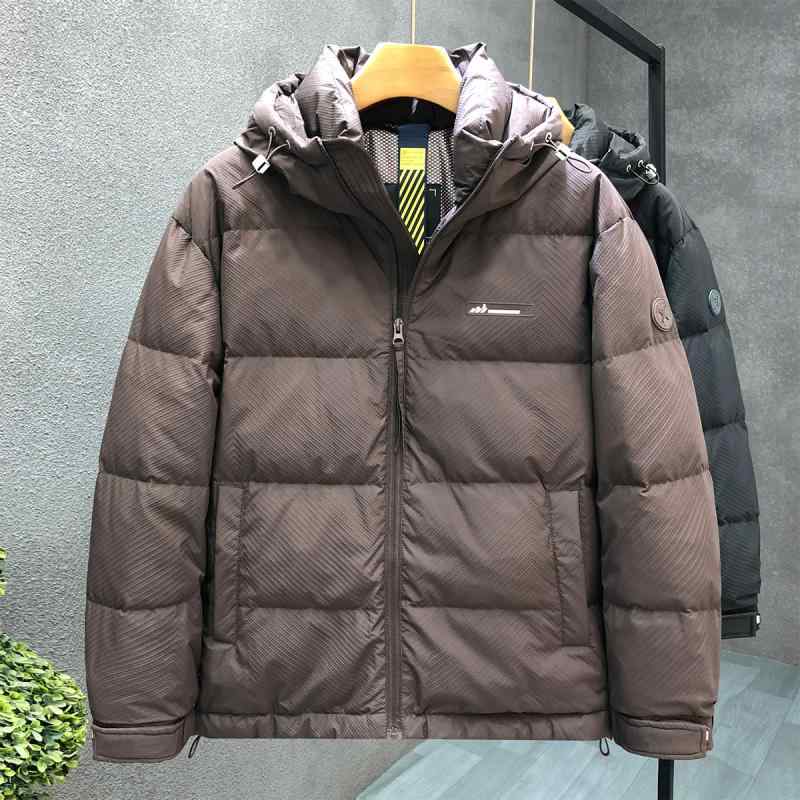 秋冬 コーデ メンズ 服 シンプル ファッション オシャレ 大人 かっこいい 大きいサイズ ストリート 紳士服 ハイエンド フード付き ブラウン ダウン ジャケット アウター トップス