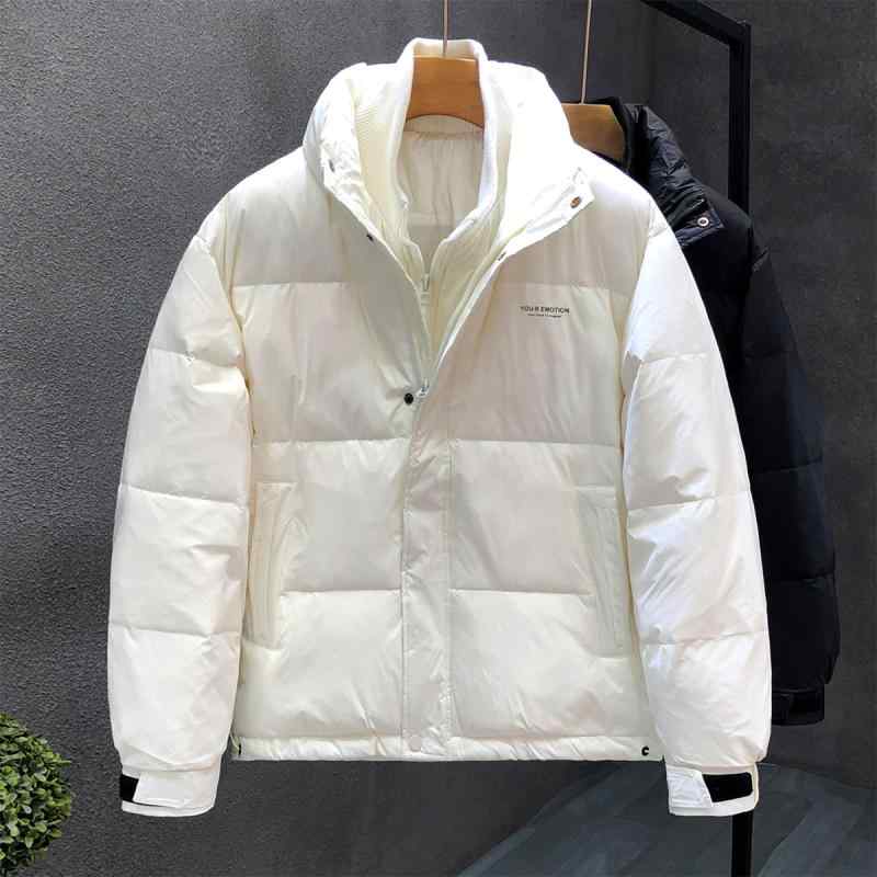 秋冬 コーデ メンズ 服 シンプル ファッション オシャレ 大人 かっこいい 大きいサイズ ストリート 紳士服 襟 ダウン ジャケット アウター 白 暖かい トップス