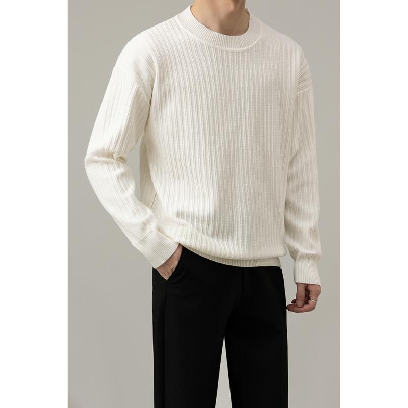 秋冬 コーデ メンズ 服 シンプル ファッション オシャレ 大人 かっこいい 大きいサイズ ストリート 紳士服 ラウンドネック プルオーバー カジュアル ニット セーター