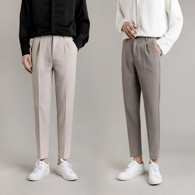 秋冬 コーデ メンズ 服 シンプル ファッション オシャレ 大人 かっこいい 大きいサイズ ストリート 紳士服 九分丈 カジュアル パンツ スリム ストレート ビジネス スーツ(4)