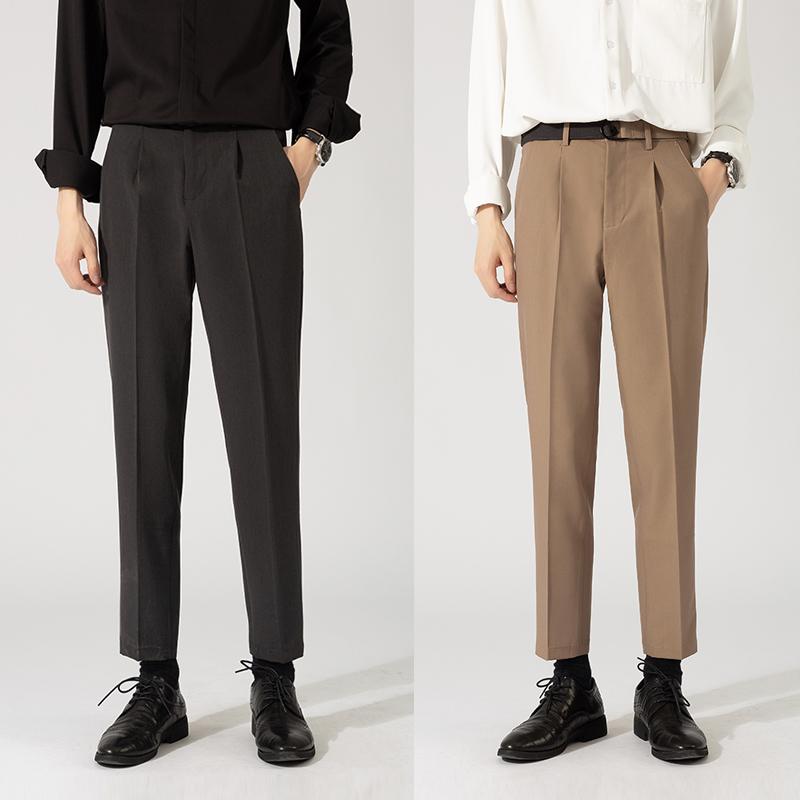 秋冬 コーデ メンズ 服 シンプル ファッション オシャレ 大人 かっこいい 大きいサイズ ストリート 紳士服 軽 パンツ ストレート 九分丈 スーツ(4)