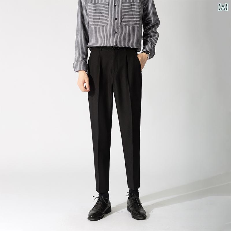 秋冬 コーデ メンズ 服 シンプル ファッション オシャレ 大人 かっこいい 大きいサイズ ストリート 紳士服 軽 パンツ ストレート 九分丈 スーツ