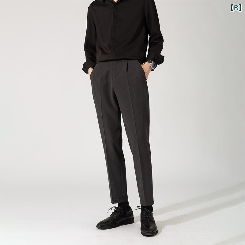 秋冬 コーデ メンズ 服 シンプル ファッション オシャレ 大人 かっこいい 大きいサイズ ストリート 紳士服 軽 パンツ ストレート 九分丈 スーツ