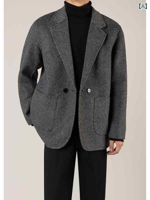 秋冬 コーデ メンズ 服 シンプル ファッション オシャレ 大人 かっこいい 大きいサイズ ストリート 紳士服 ウール スーツ ジャケット アウター カジュアル ハイエンド 単品 カジュアルウェア