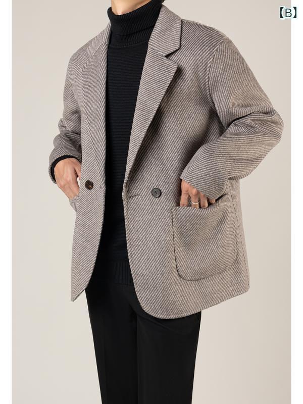 秋冬 コーデ メンズ 服 シンプル ファッション オシャレ 大人 かっこいい 大きいサイズ ストリート 紳士服 ウール スーツ ジャケット アウター カジュアル ハイエンド 単品 カジュアルウェア