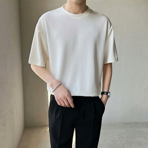 秋冬 コーデ メンズ 服 シンプル ファッション オシャレ 大人 かっこいい 大きいサイズ ストリート 紳士服 T シャツ ライト 無地 ラウンドネック ハイエンド 薄手 半袖 秋冬 コーデ メンズ 服 シンプル ファッション オシャレ 大人 かっこいい 大きいサイズ ストリート 紳士服 T シャツ ライト 無地 ラウンドネック ハイエンド 薄手 半袖