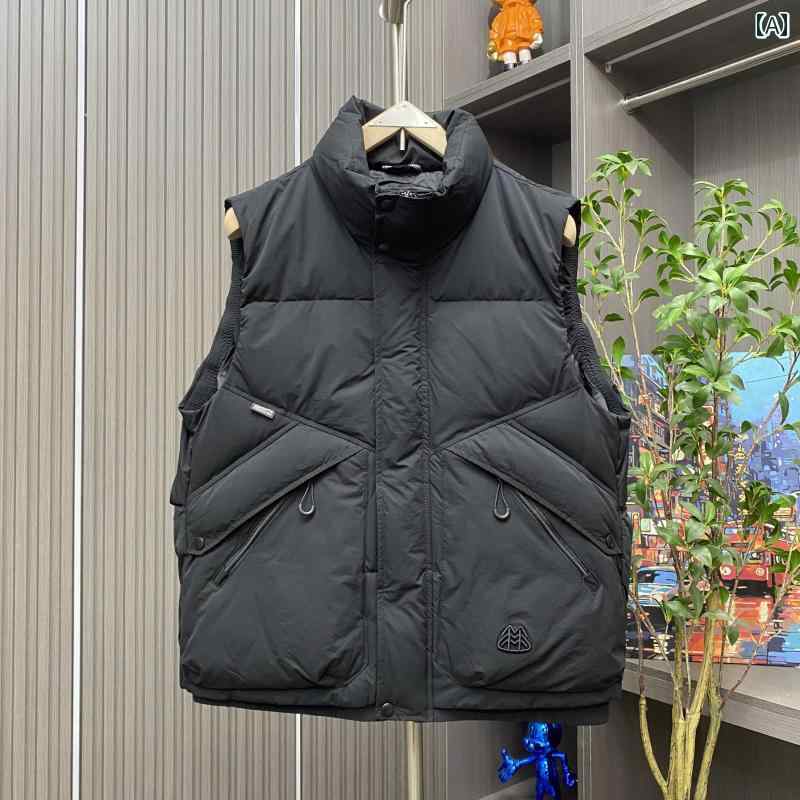 秋冬 コーデ メンズ 服 シンプル ファッション オシャレ 大人 かっこいい 大きいサイズ ストリート 紳士服 暖かい スタンドカラー ダウン ベスト ジャケット アウター カジュアル チョッキ