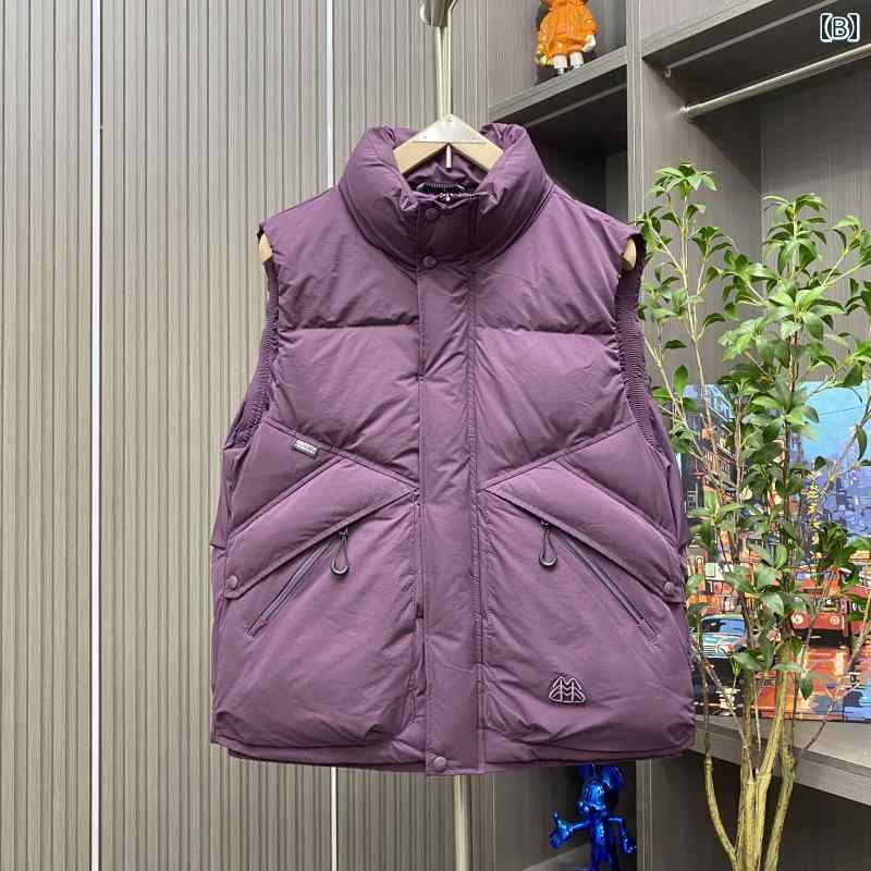 秋冬 コーデ メンズ 服 シンプル ファッション オシャレ 大人 かっこいい 大きいサイズ ストリート 紳士服 暖かい スタンドカラー ダウン ベスト ジャケット アウター カジュアル チョッキ