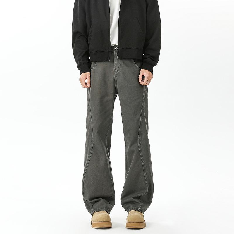 秋冬 コーデ メンズ 服 シンプル ファッション オシャレ 大人 かっこいい 大きいサイズ ストリート 紳士服 レディース アメリカン ウォッシュ ラギング ジーンズ レトロ カジュアル パンツ