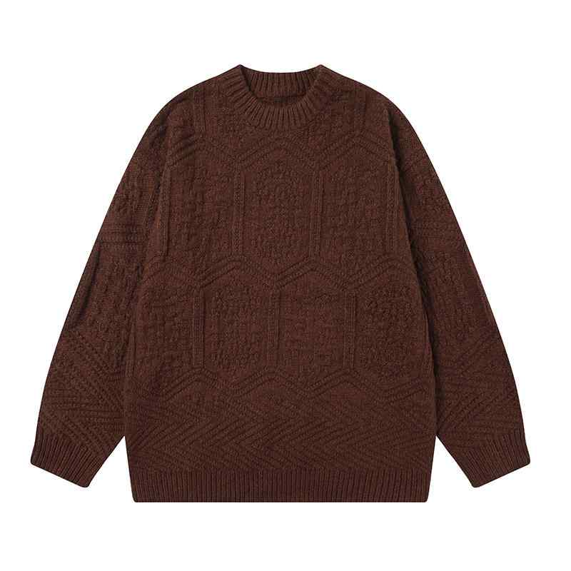 秋冬 コーデ メンズ 服 シンプル ファッション オシャレ 大人 かっこいい 大きいサイズ ストリート 紳士服 レディース レトロ ジャカード ラウンドネック ...