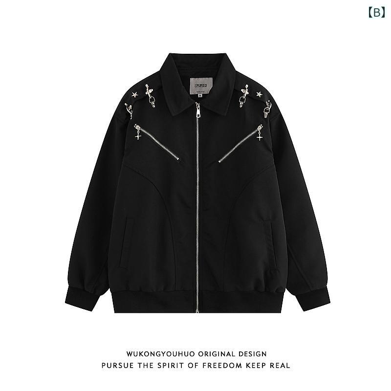 秋冬 コーデ メンズ 服 シンプル ファッション オシャレ 大人 かっこいい 大きいサイズ ストリート 紳士服 メタル バックル ワーク ジャケット アウター アメリカン ストリート パイロット