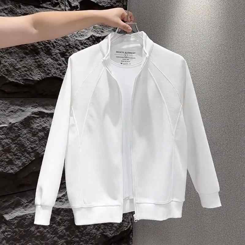 秋冬 コーデ メンズ 服 シンプル ファッション オシャレ 大人 かっこいい 大きいサイズ ストリート 紳士服 白 トレーナー ハイエンド カーディガン ジャケット アウター カジュアル トップス