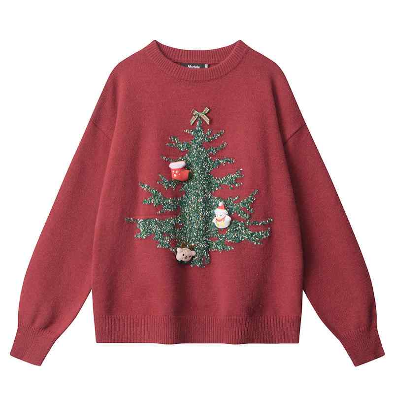 秋冬 コーデ メンズ 服 シンプル ファッション オシャレ 大人 かっこいい 大きいサイズ ストリート 紳士服 レディース レトロ クリスマス レッド ラウンド...