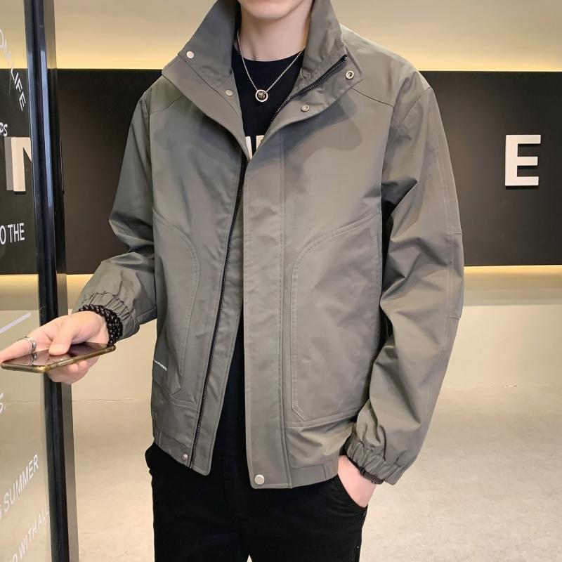 秋冬 コーデ メンズ 服 シンプル ファッション オシャレ 大人 かっこいい 大きいサイズ ストリート 紳士服 ジャケット アウター カジュアル スタンドカラー 薄手