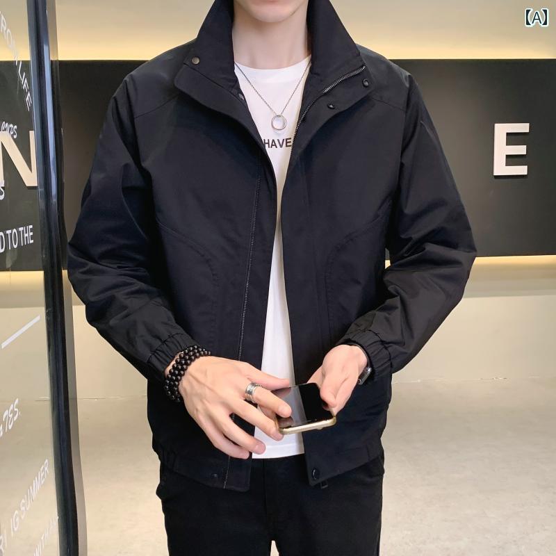 秋冬 コーデ メンズ 服 シンプル ファッション オシャレ 大人 かっこいい 大きいサイズ ストリート 紳士服 ジャケット アウター カジュアル スタンドカラー 薄手