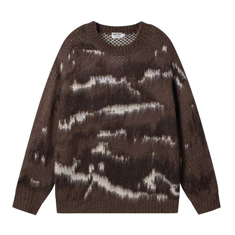 秋冬 コーデ メンズ 服 シンプル ファッション オシャレ 大人 かっこいい 大きいサイズ ストリート 紳士服 アメリカン レトロ モヘア ラウンドネック セー...