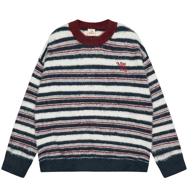 秋冬 コーデ メンズ 服 シンプル ファッション オシャレ 大人 かっこいい 大きいサイズ ストリート 紳士服 レディース レトロ モヘア コントラスト ストラ...